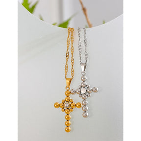 Colar Com Pingente Em Formato De Cruz Banhado a Ouro 18k