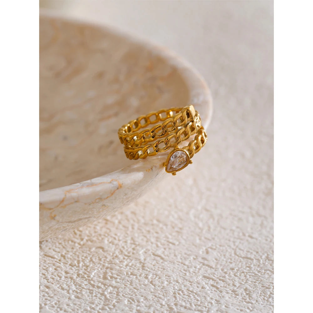 Anel de Aço Inoxidável Banhado a Ouro 18K - Design Cobra