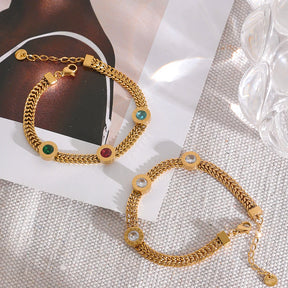 Pulseira Cúbica de Luxo Banhado a Ouro 18k