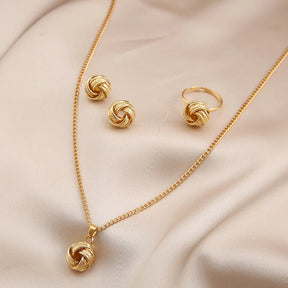 Conjunto Brincos, Colar e Anel Esféricos