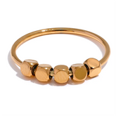 Yhpup anel de contas quadradas de aço inoxidável, moda feminina, metal fino, cor dourada e prateada, verão, à prova de ferrugem, joias de dedo
