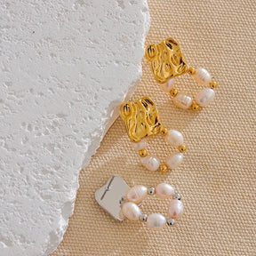Brinco De Pérolas Banhado a Ouro 18k