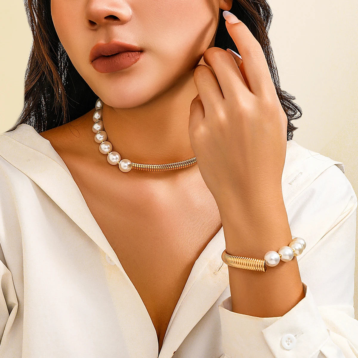 Conjunto Pérolas Colar e Pulseira
