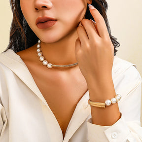 Conjunto Pérolas Colar e Pulseira