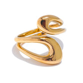 Yhpup-Anel ajustável banhado a ouro e platina para mulheres, elegante único, metal de aço inoxidável, presente de joias chique minimalista
