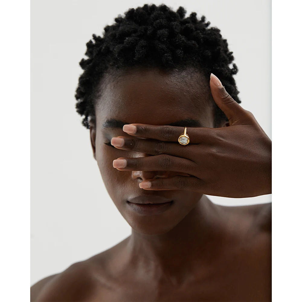 Yhpup-concha do mar anel dourado para mulheres, elenco de aço inoxidável, sem manchas, charme fashion, joias coreanas, luxo, in