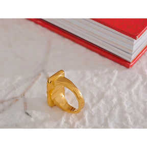 Anel Olho com Pedra Verde Banhado a Ouro 18k