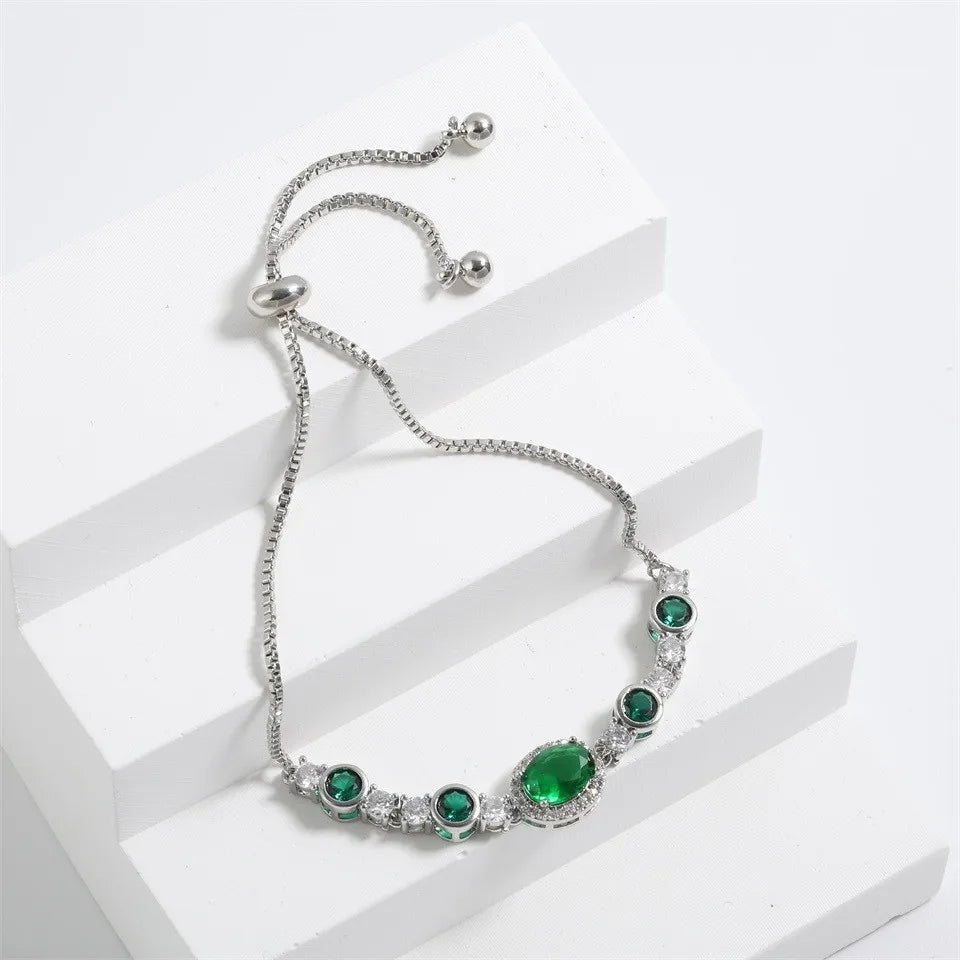 Pulseira Ajustável Prata com Zircônia