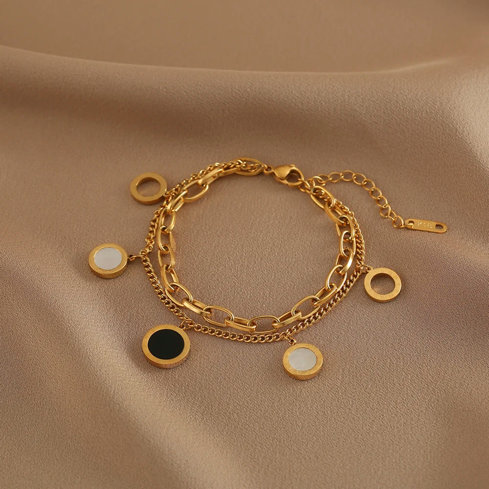 Pulseira Corrente com Pendentes Circulares