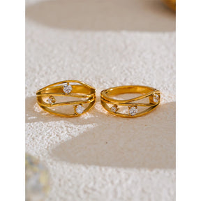 Anel Fashion com Zircônia Cúbica Banhado a Ouro 18K